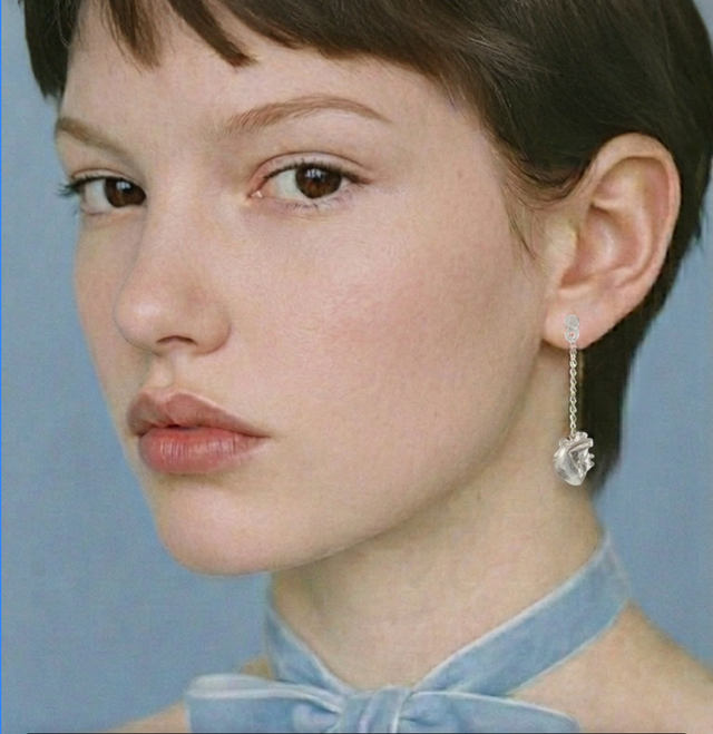 Aretes corazon cadena